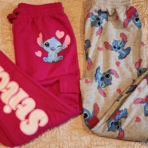 Disney Kids Casual Bottoms - Pink and Gray Stitch Design